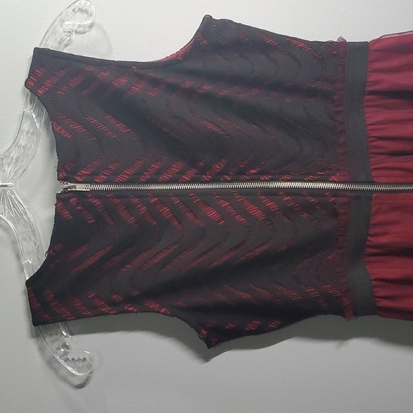 Speechless dress women's size medium M black burgundy lace crepe sleeveless - Picture 9 of 15